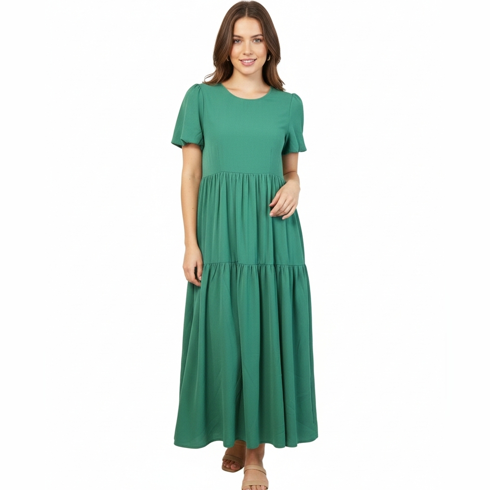 Molly Bracken Elegant Green Maxy Flowy Dress Size Medium Womens Classic